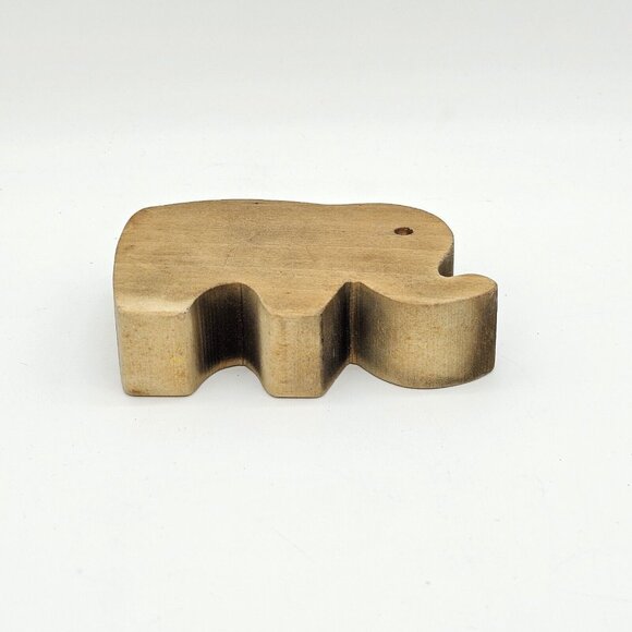 Vintage Hand Carved Wood Block Elephant Figurine Toy Signed Dated 80s Handmade - Picture 7 of 10